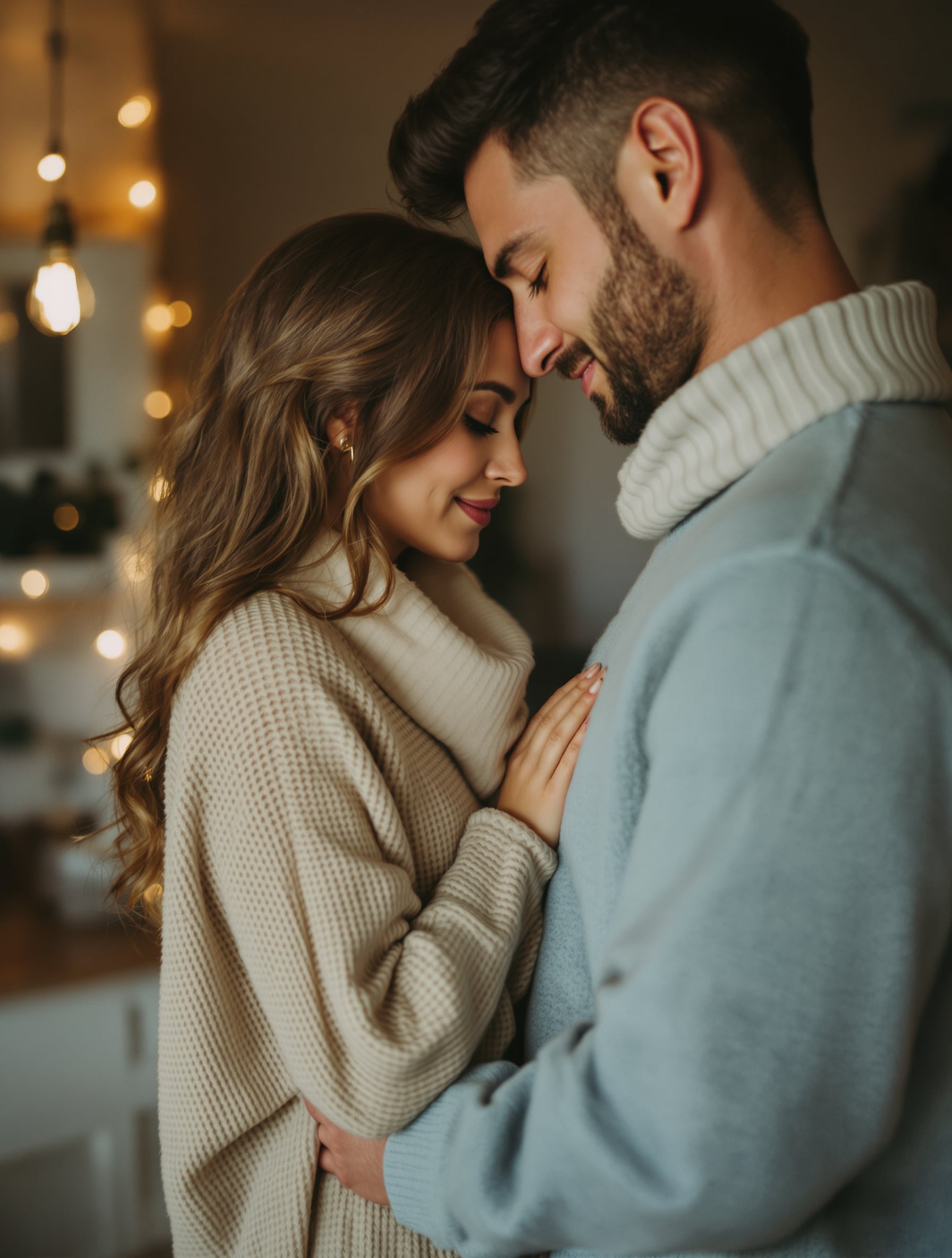 Couple sharing a close, tender moment